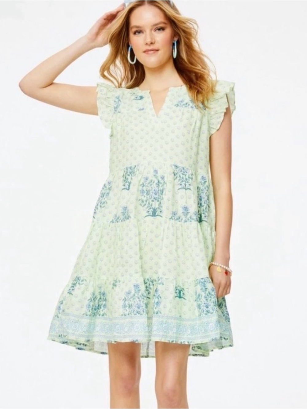 NWT Roller Rabbit Yarrow Pippa Dress Mint with Teal Floral Print size small